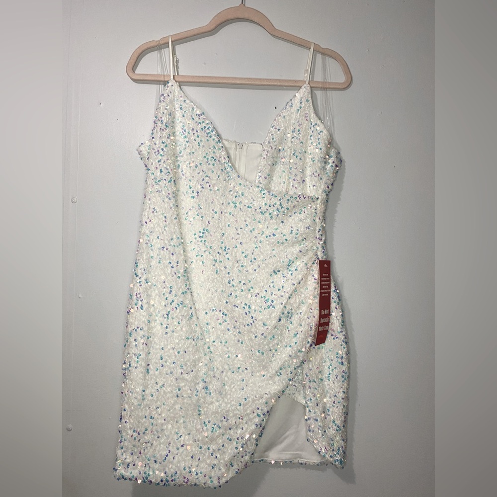 NWT white sequin mini dress. XL